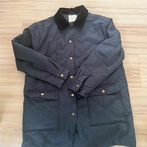 Rylee + Cru Charcoal Quilted Jacket with Black Corduroy Collar